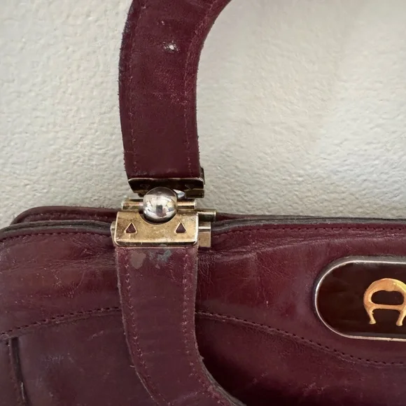 Etienne Aigner burgundy Leather Satchel with Structured Design - Picture 2 of 8